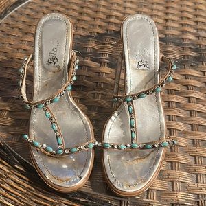 Carlos Santana turquoise studded heel